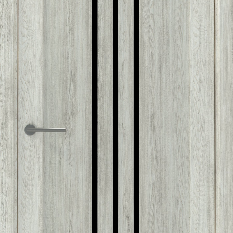 Межкомнатная дверь LuxDoors Frankfurt PVC Кипарис Нордик стекло Черное