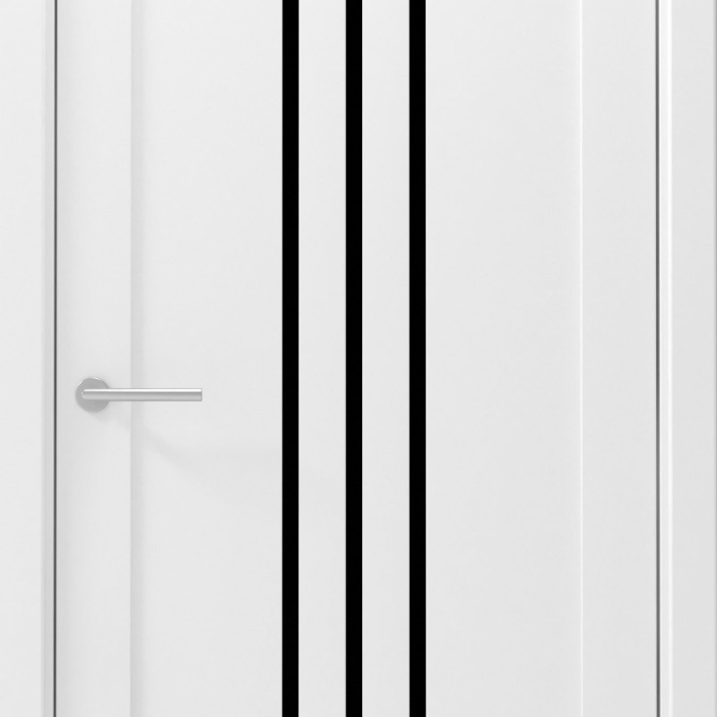 Ușă de interior LuxDoors Frankfurt Vinil Alb sticla Neagra