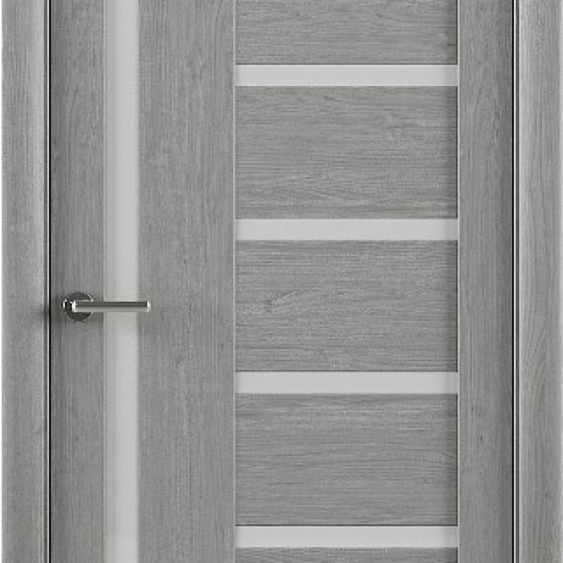 Межкомнатная дверь LuxDoors Madrid PVC Кипарис Пепельный стекло Матовое
