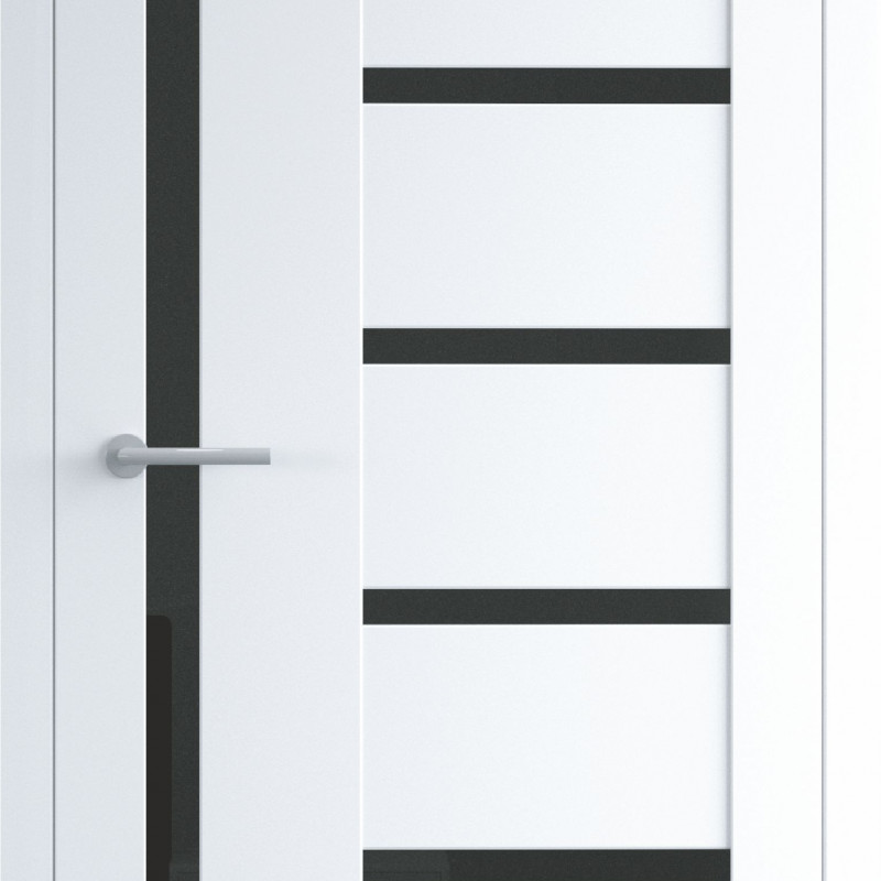 Межкомнатная дверь LuxDoors Madrid Винил Белый стекло Черное Межкомнатная дверь LuxDoors Madrid Винил Белый стекло Черное