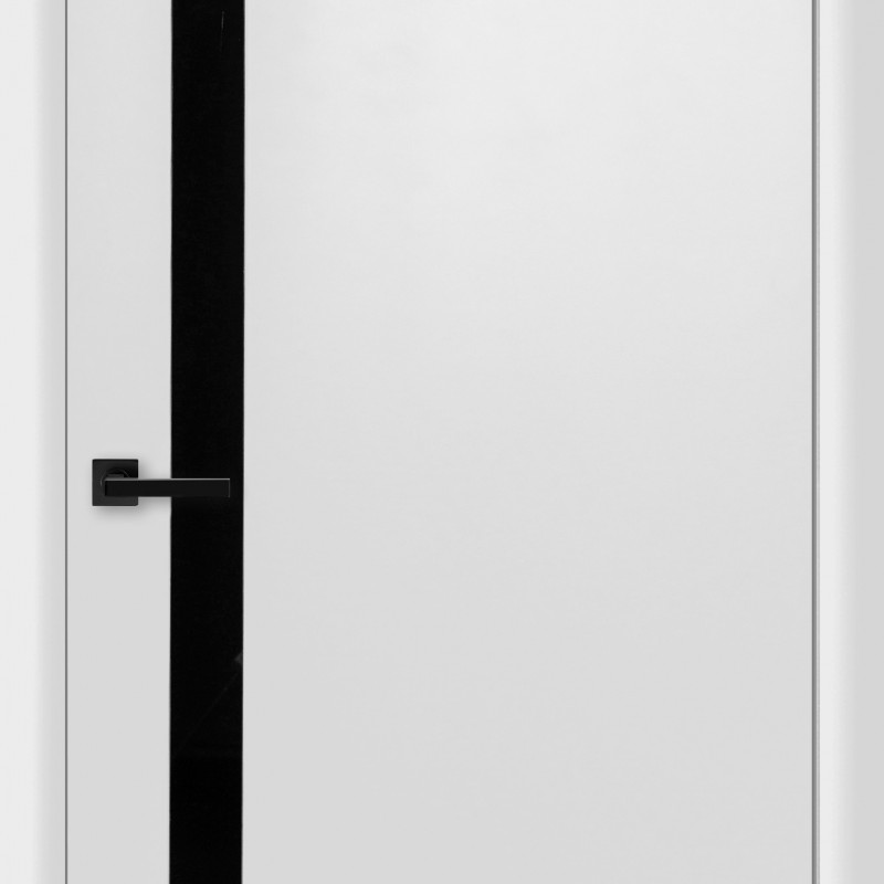 Межкомнатная дверь LuxDoors Paint 12 Краска Белая стекло Черное