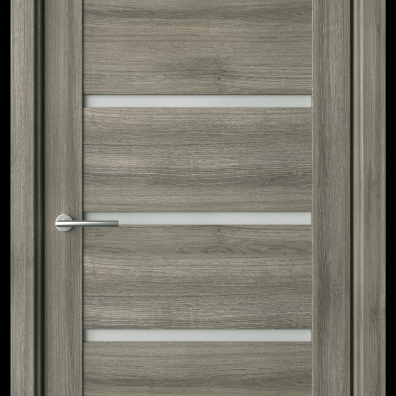 Межкомнатная дверь LuxDoors Viena PVC Кипарис Пепельный стекло Матовое