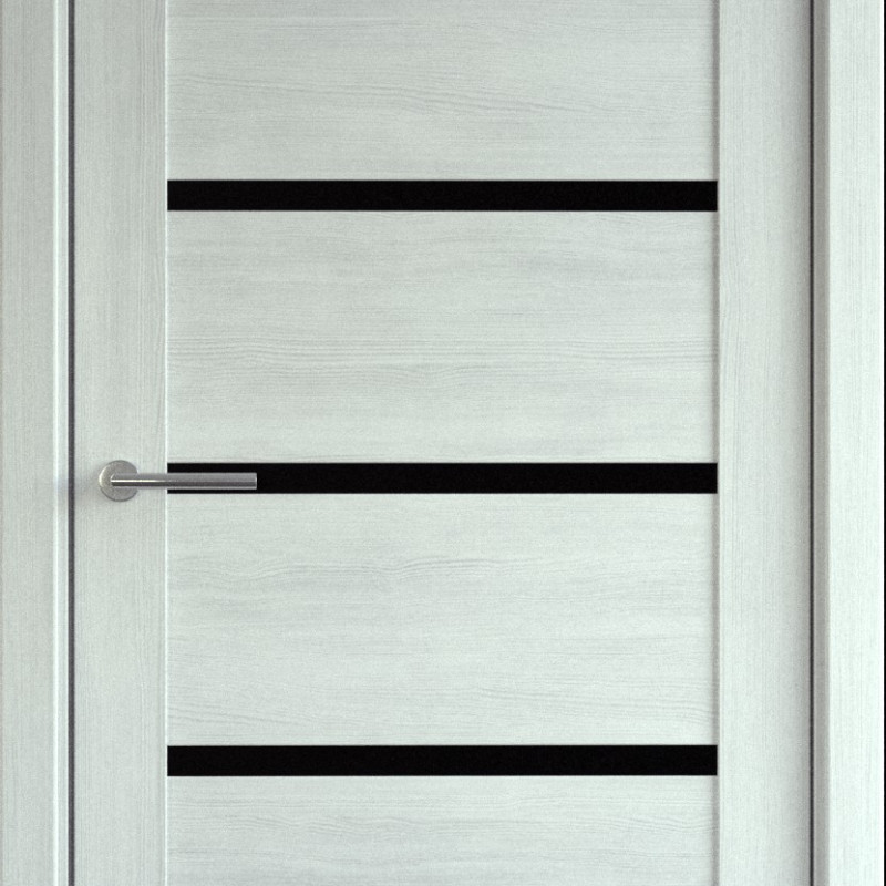 Межкомнатная дверь LuxDoors Viena PVC Кипарис Снежный стекло Черное