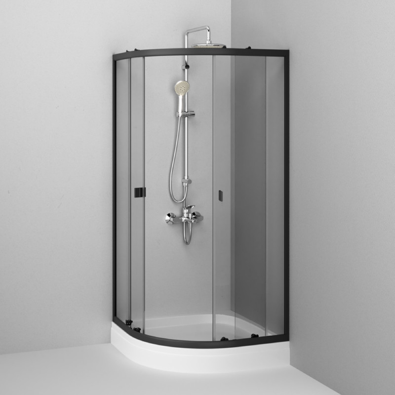 Paravan de duș AM.PM X-Joy Twin Slide cu cădiță 90×90, profil negru mat, W88E-205-090BT Paravan de duș AM.PM X-Joy Twin Slide cu cădiță 90×90, profil negru mat, W88E-205-090BT