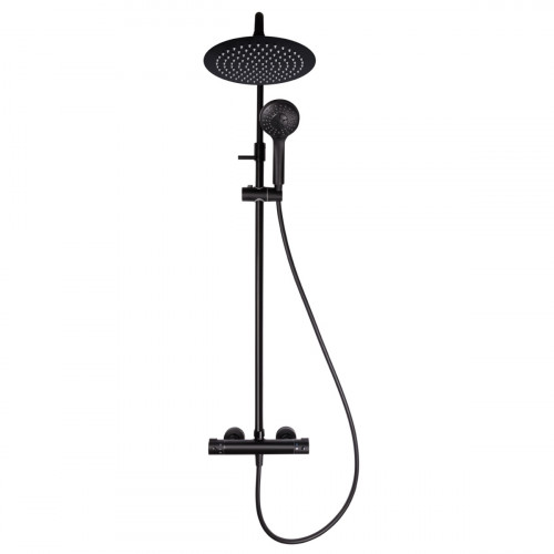 Sistem de duș cu termostat Rubineta Olo BK + Thermo-15 BK, negru mat, 625038